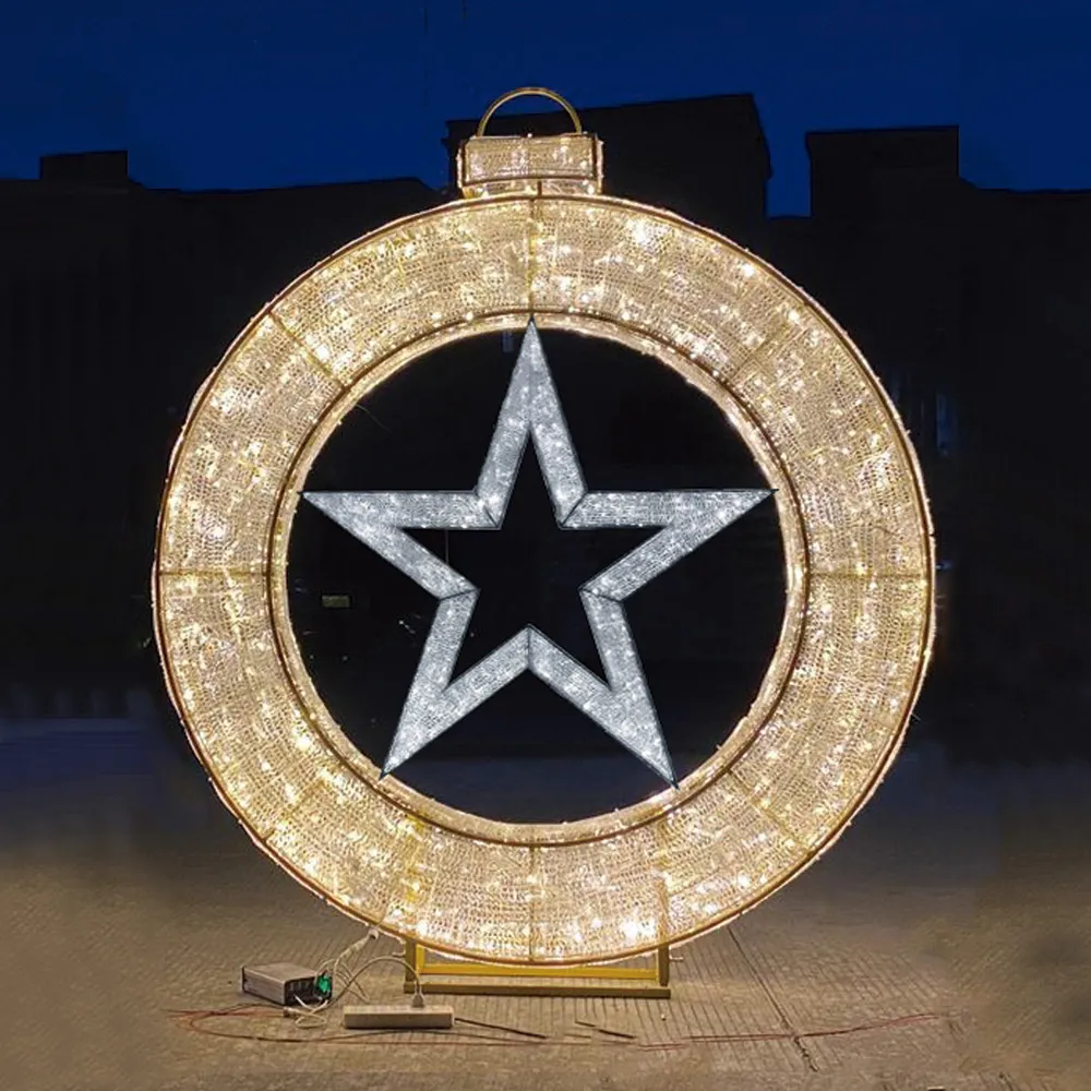 Figura de Natal Luminosa para Piso - Bola Linha Gold 3D Star