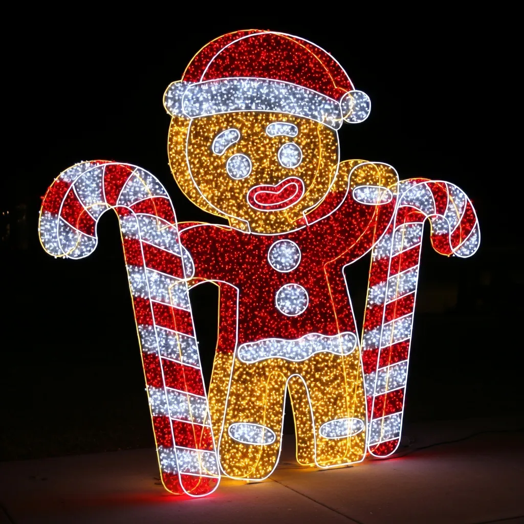 Figura de Natal Luminosa para Piso - Boneco de Bolacha 3D