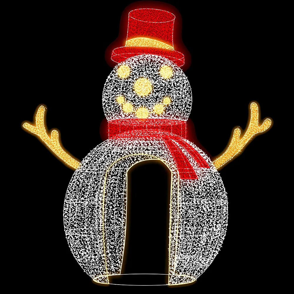 Figura de Natal Luminosa para Piso - Boneco de Neve Gigante 3D