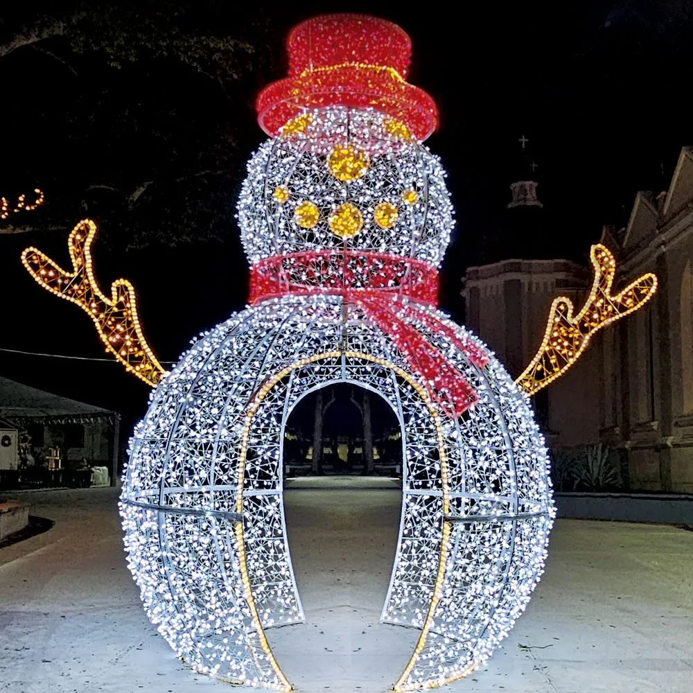 Figura de Natal Luminosa para Piso - Boneco de Neve Gigante 3D