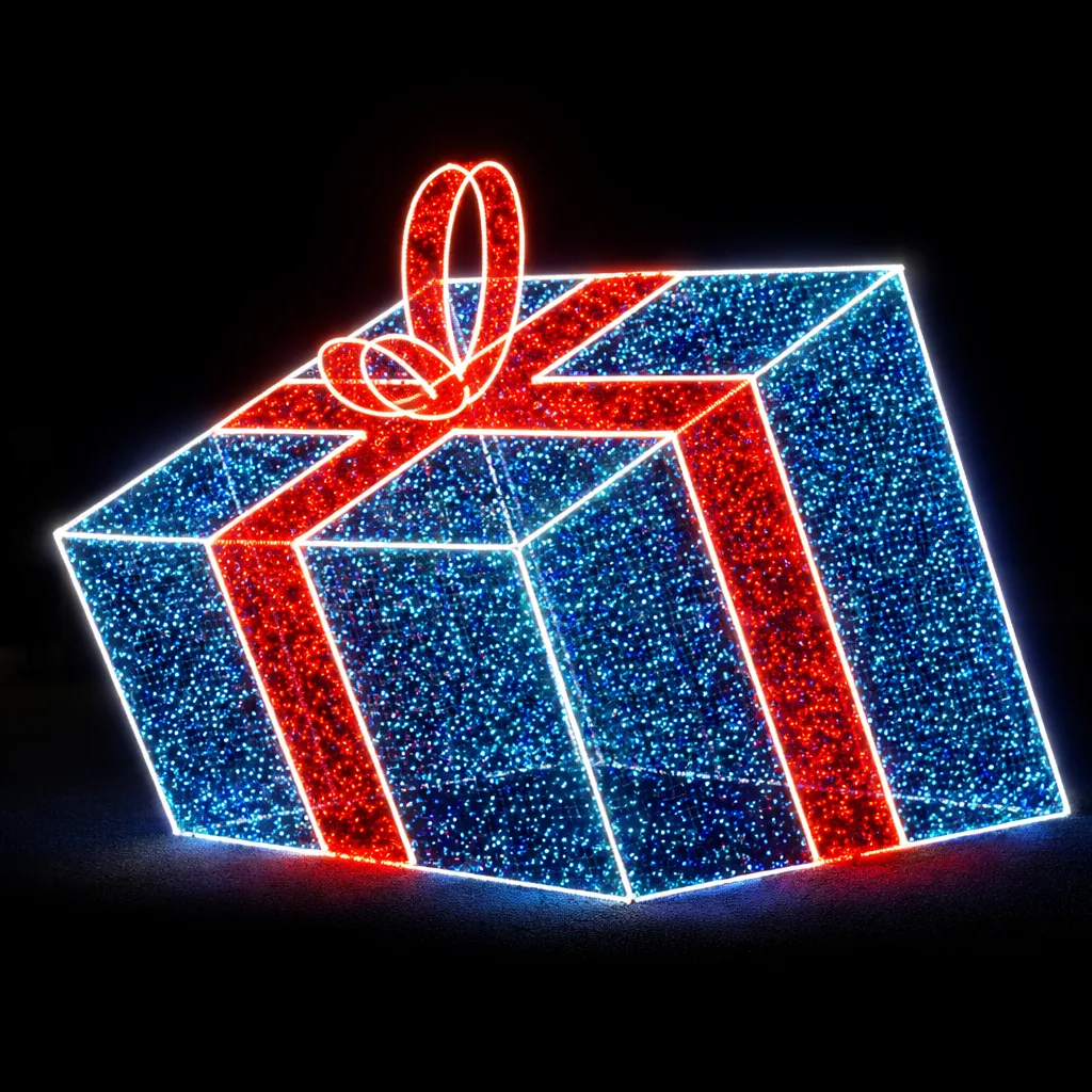 Figura de Natal Luminosa para Piso - Caixa de Presentes Enterrada 3D