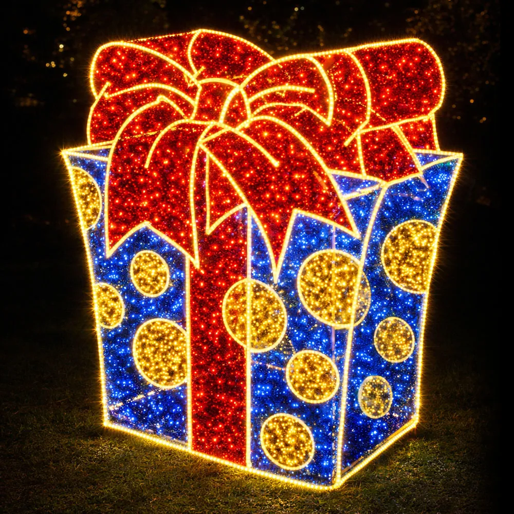 Figura de Natal Luminosa para Piso - Caixa de Presente 3D