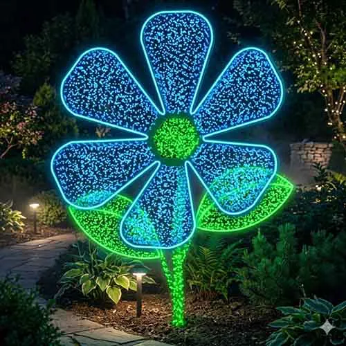 Figura de Natal Luminosa para Piso - Flor Anchusa Azul Led 3D