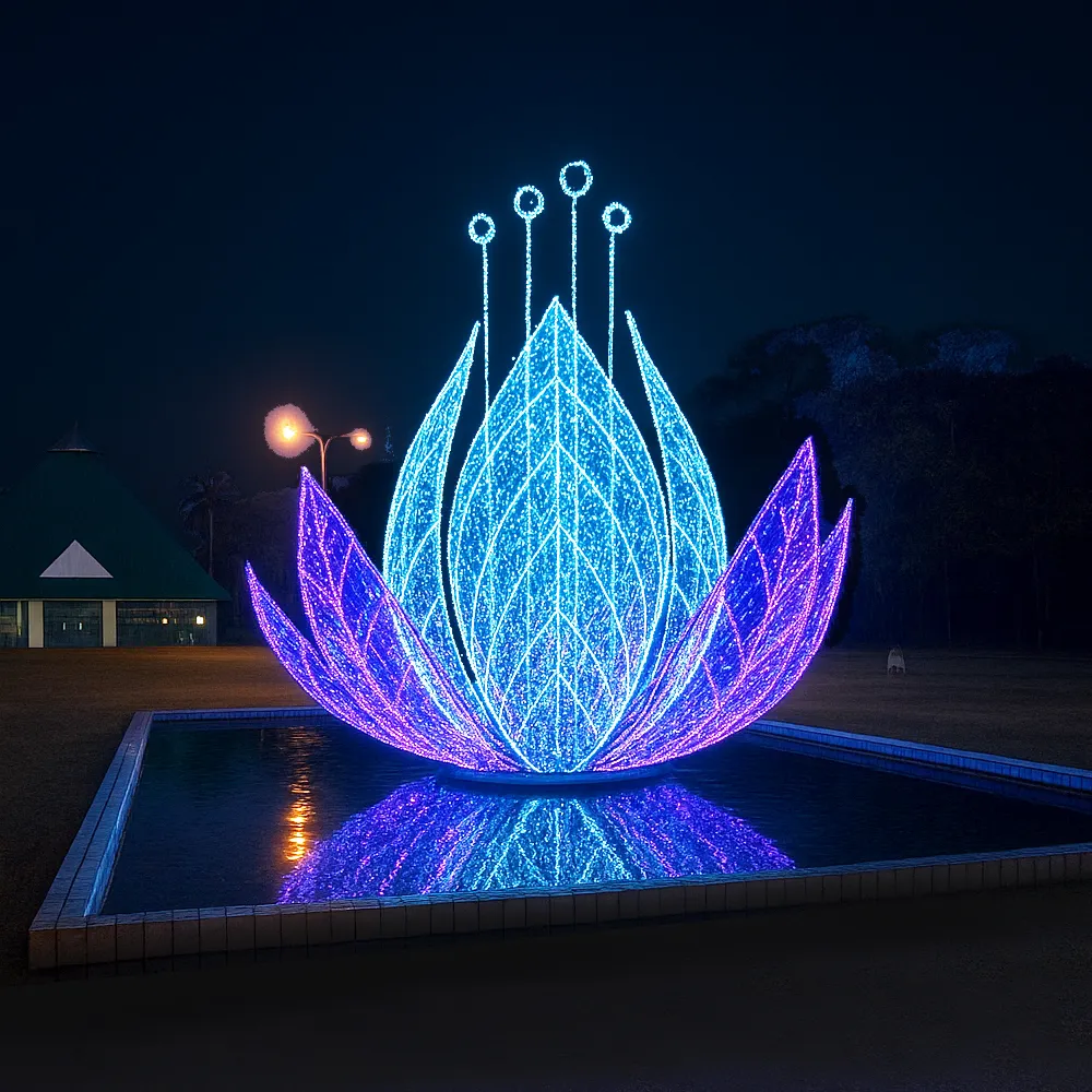Figura de Natal Luminosa para Piso - Flor de Lótus 3D