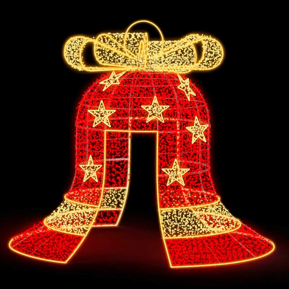 Figura de Natal Luminosa para Piso - Sino Gigante 3D com Passagem