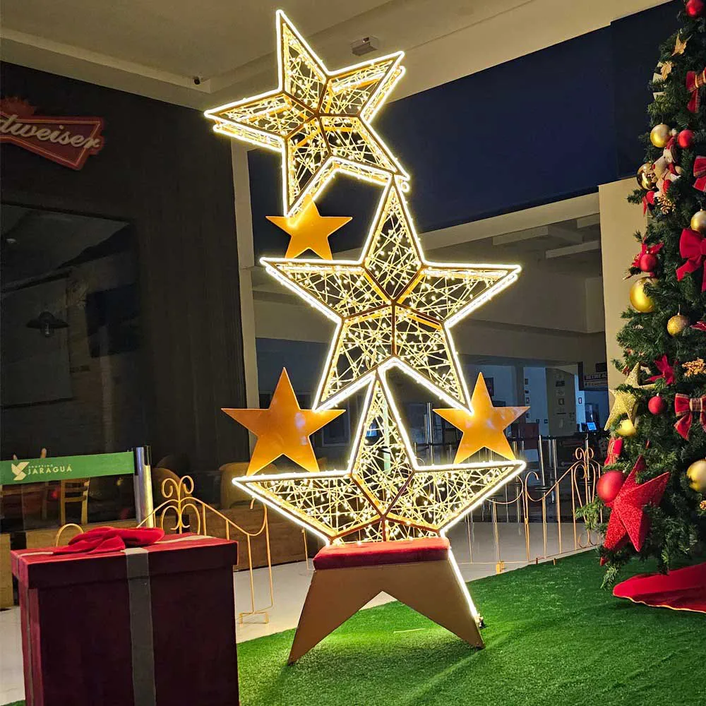 Figura de Natal Luminosa para Piso - Totem com Assento Led Star