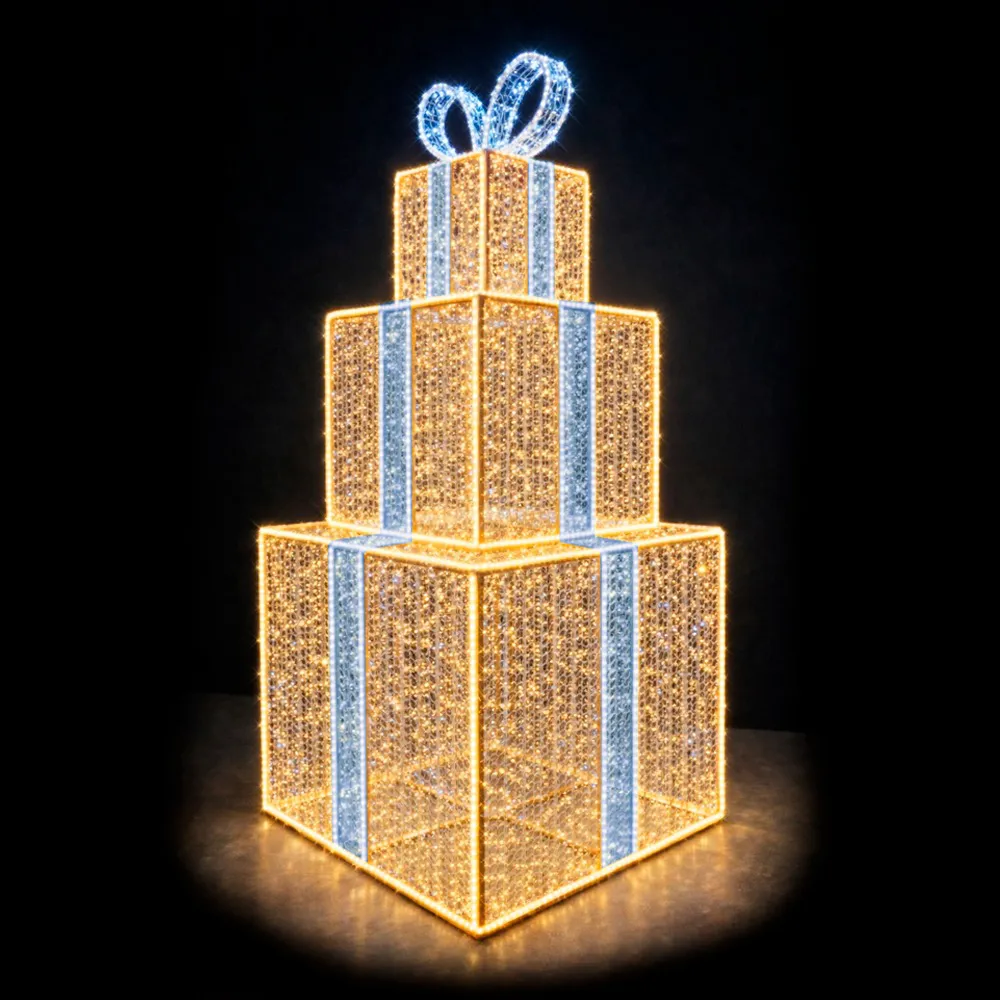 Figura de Natal Luminosa - Pilha de Presentes