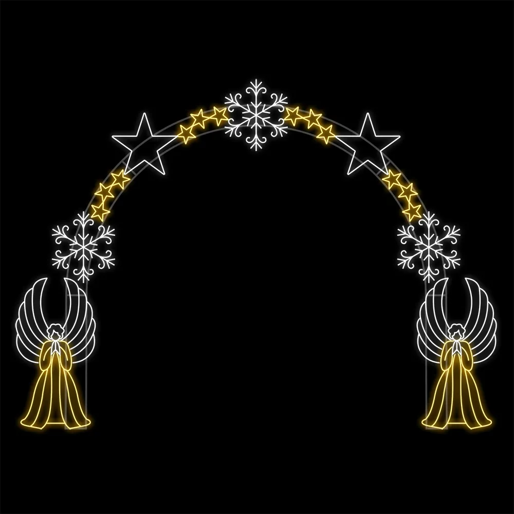Figura de Natal Luminosa Portal - Anjos e Flocos