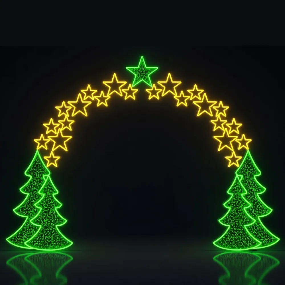 Figura de Natal Luminosa - Portal Pinheiros e estrelas