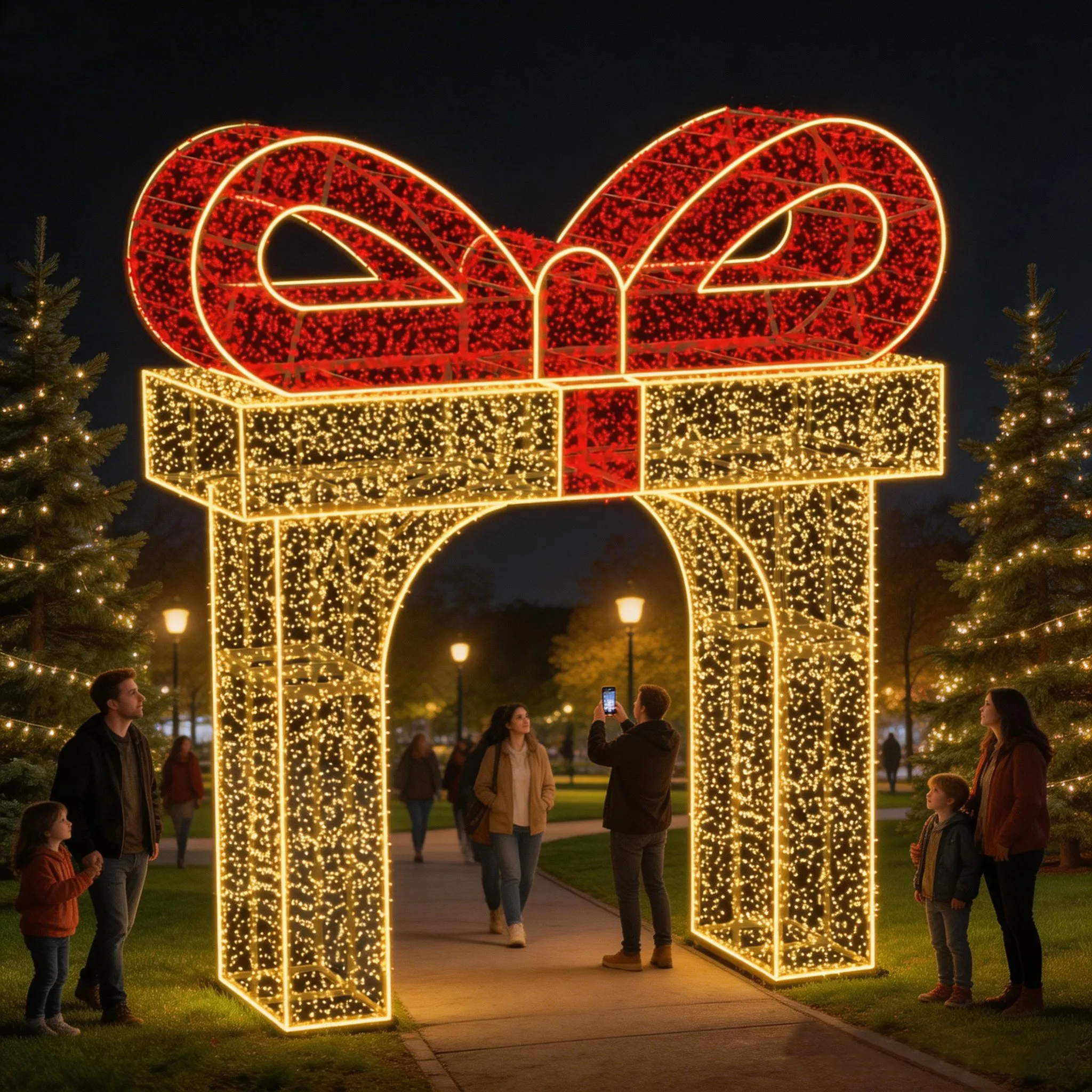 Figura de Natal Luminosa - Portal Presente Encantado