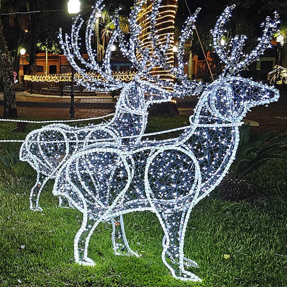 Figura de Natal Luminosa - Rena Trenó Elegante 3D