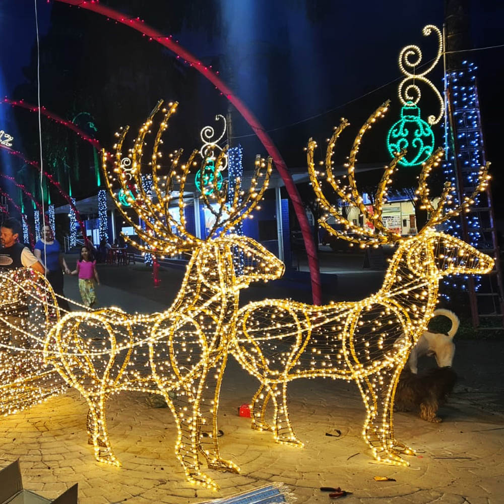Figura de Natal Luminosa - Rena Trenó Elegante 3D
