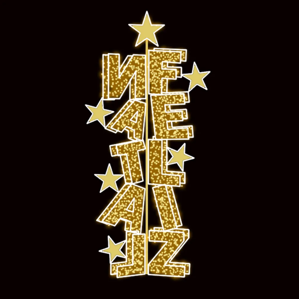 Figura de Natal Luminosa - Totem Feliz Natal com estrelas