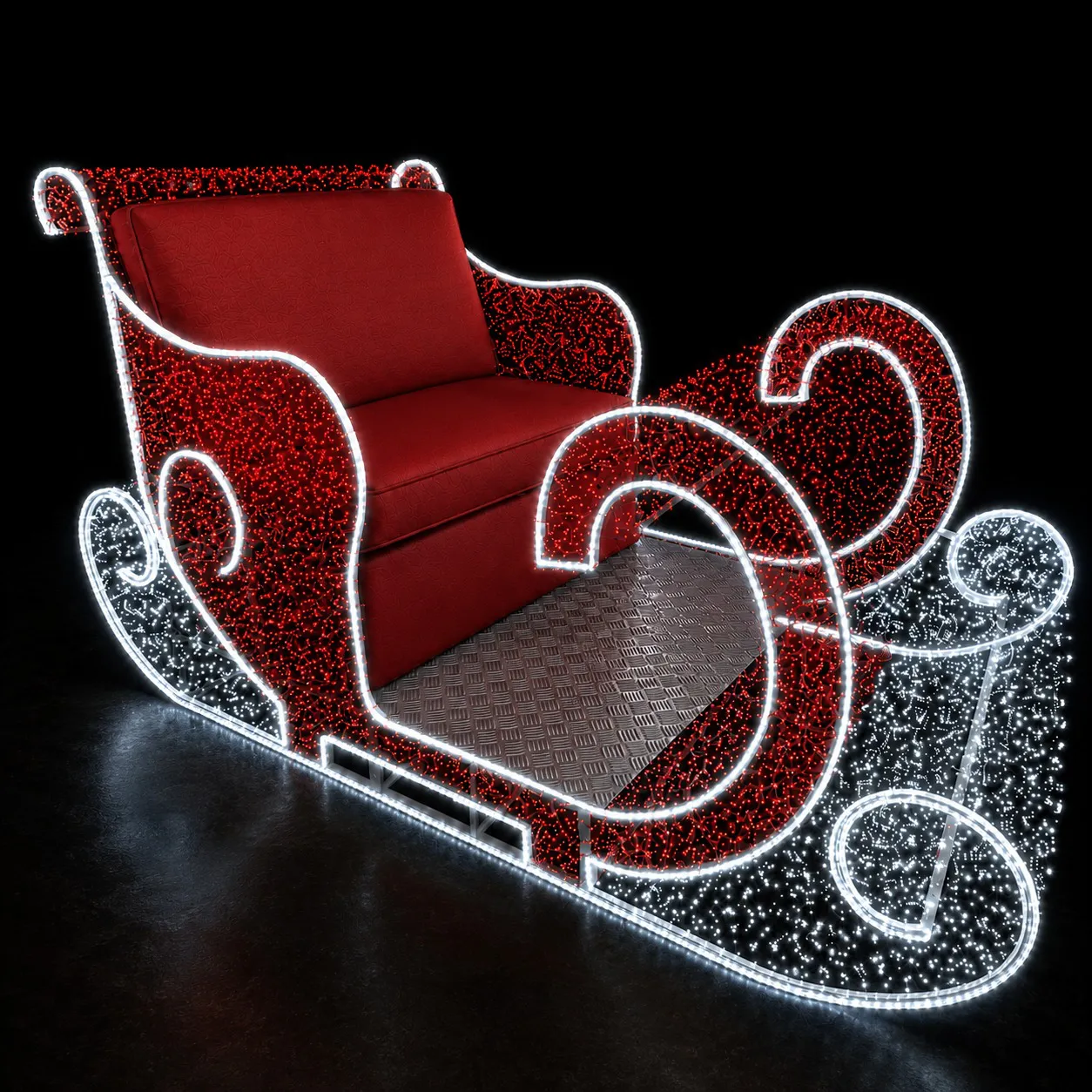 Figura de Natal Luminosa - Trenó Elegante 3D com Assento