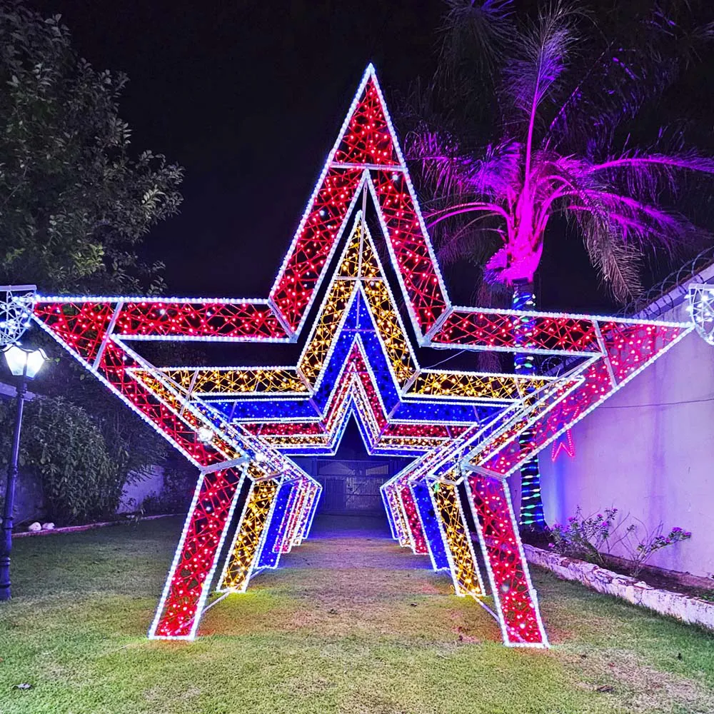 Figura de Natal Luminosa - Túnel de Estrelas 3D