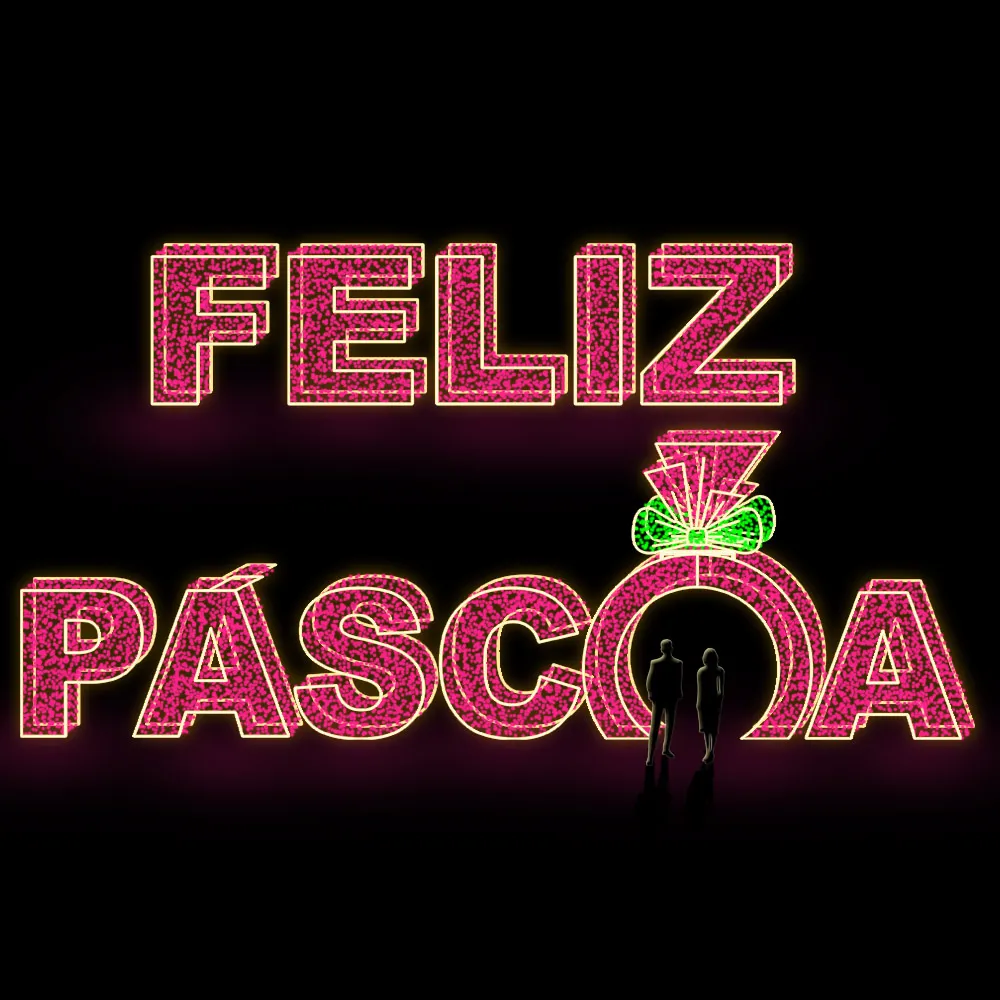 Figura de Páscoa Luminosa - Letreiro 3D Feliz Páscoa com Ovo
