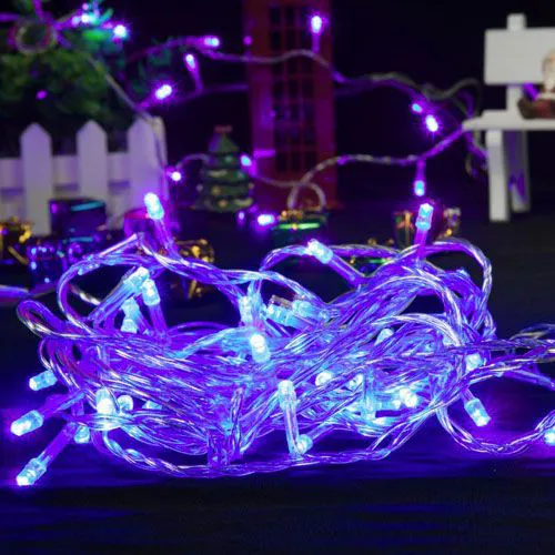 Pisca de Natal 100 LED 4 Funções Luz Azul, Fio Transparente Ø1,5 mm 10 Metros