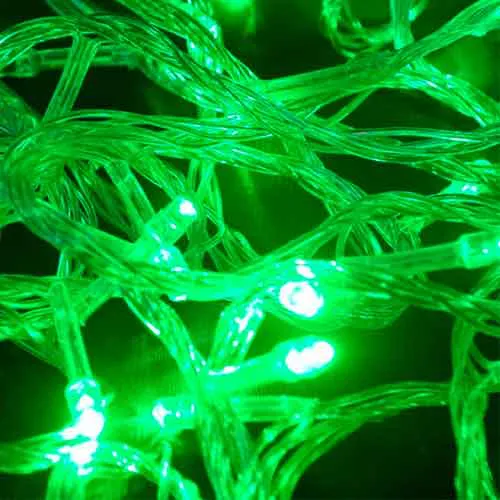 Pisca de Natal 100 LED 4 Funções Luz Verde, Fio Transparente Ø1,5 mm 10 Metros