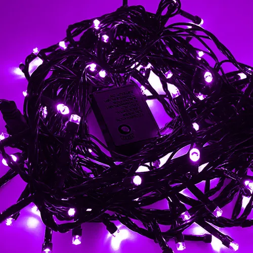 Pisca de Natal 100 LED 8 Funções Luz Rosa, Fio Verde Ø1,5 mm 10 Metros