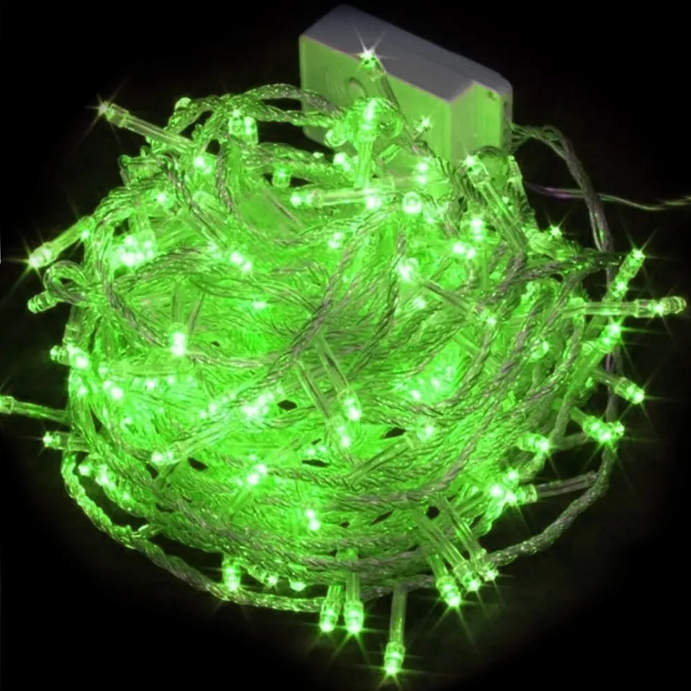 Pisca de Natal 100 LED 8 Funções Luz Verde, Fio Transparente Ø1,5 mm 10 Metros
