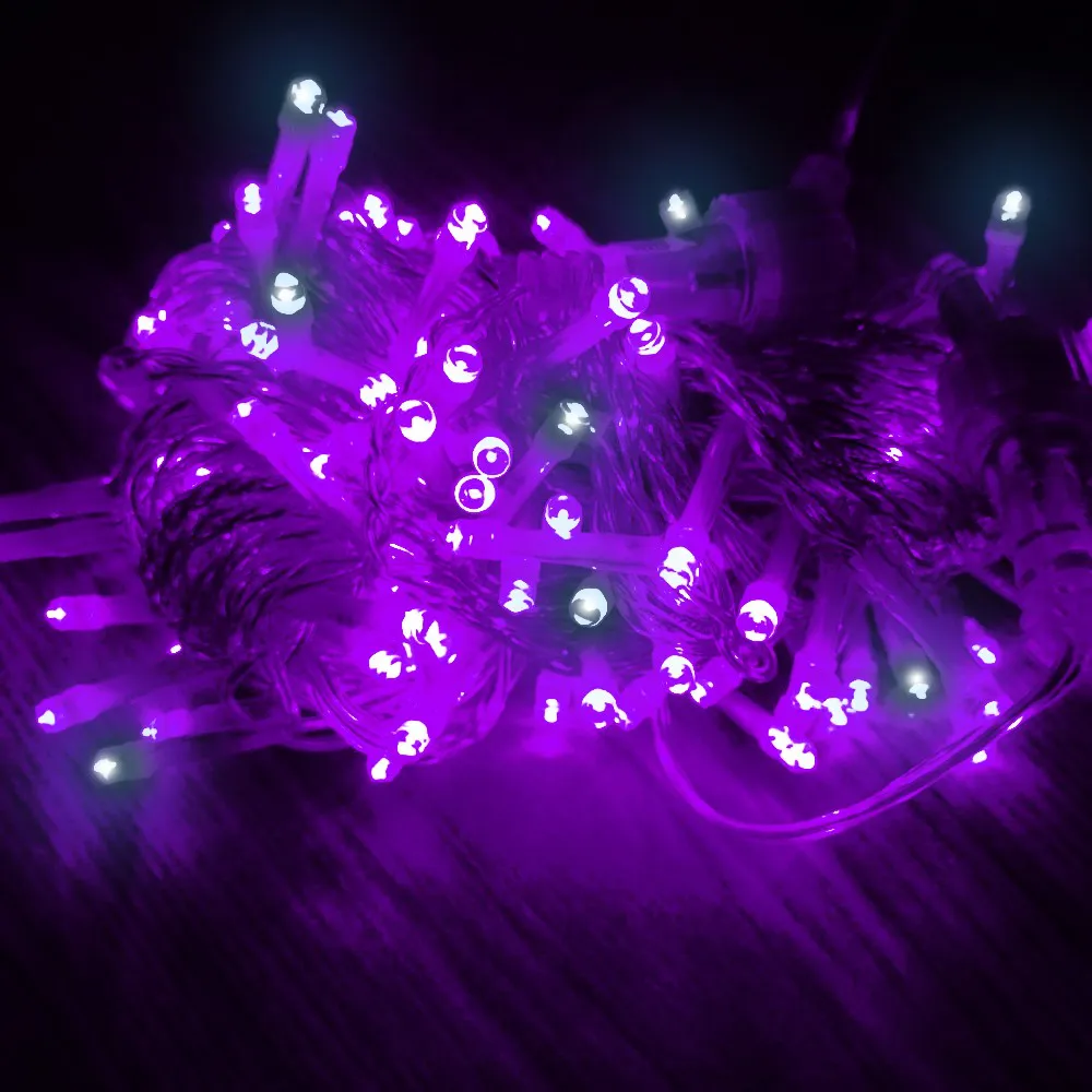 Pisca de Natal Strobinho 100 LED Fixo Luz Lilás, Fio Lilás Ø1,8 mm IP44 Uso Externo 10 Metros