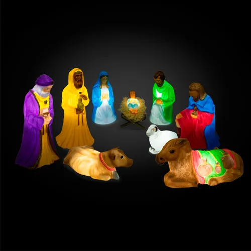 Presépio de Natal de Polietileno - Sagrada Família Colorida 9 Peças