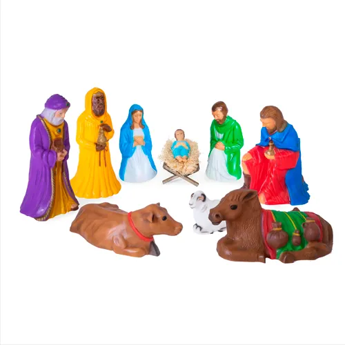 Presépio de Natal de Polietileno - Sagrada Família Colorida 9 Peças