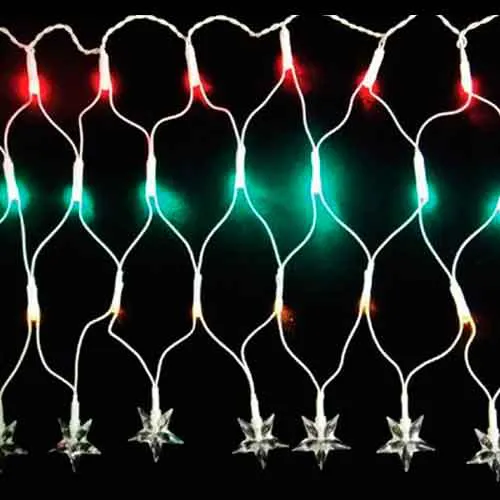 Rede de Natal 120 LED Estrela 8 Funções Fio Branco Luz Colorido 3,7 Metros