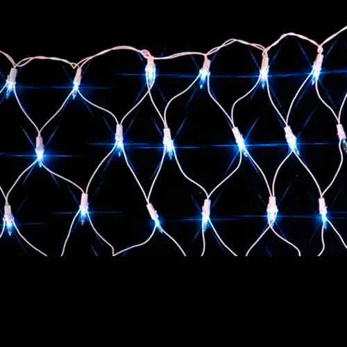 Rede de Natal 320 LED 8 Funções Fio Branco Luz Azul 2,2 x 2 Metros