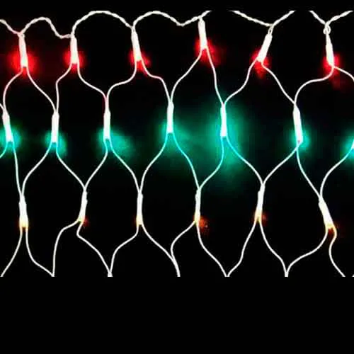 Rede de Natal 320 LED 8 Funções Fio Branco Luz Colorido 2,2 x 2 Metros