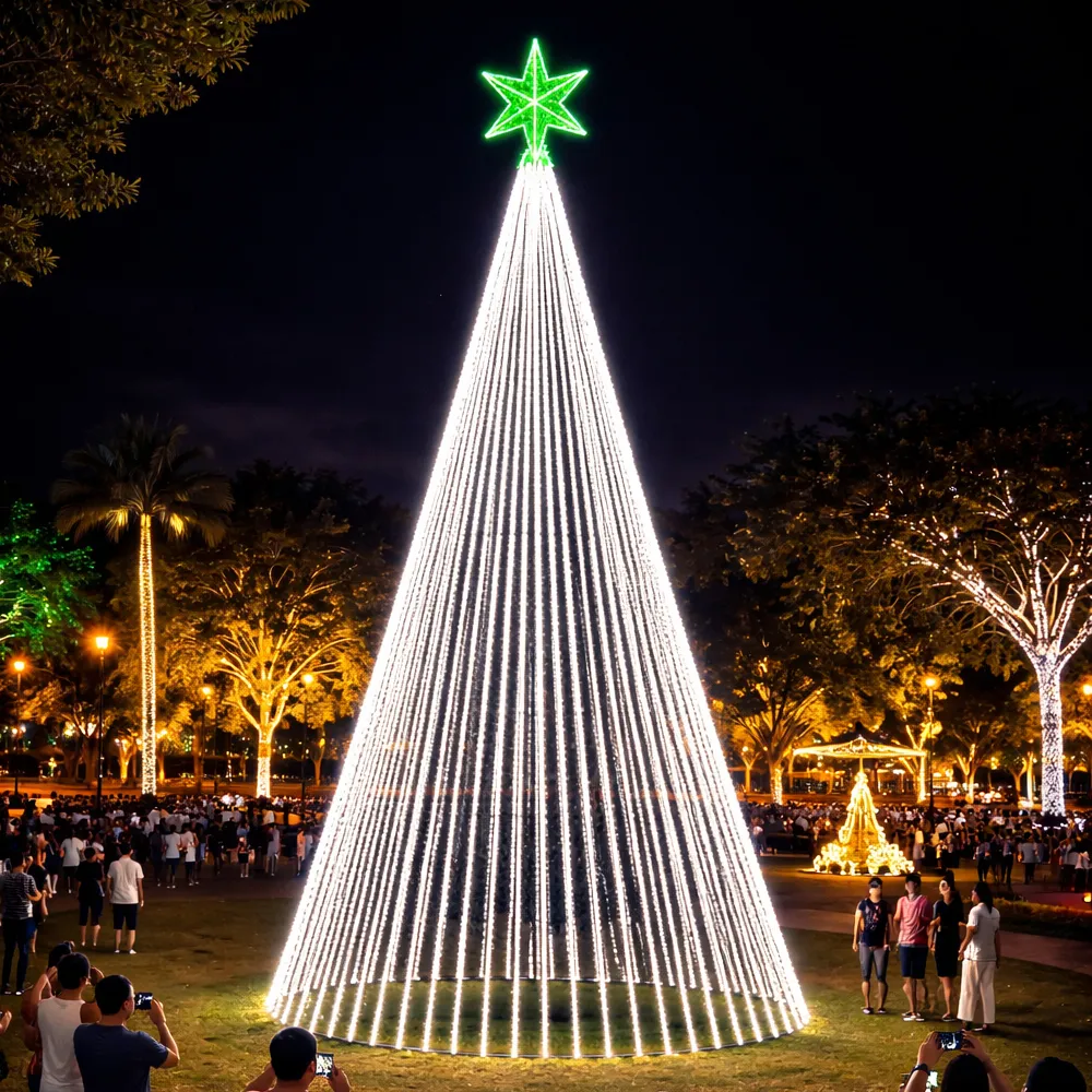Árvore de Natal Luminosa Gigante LED Fabricada em Estrutura Metálica - Linear
