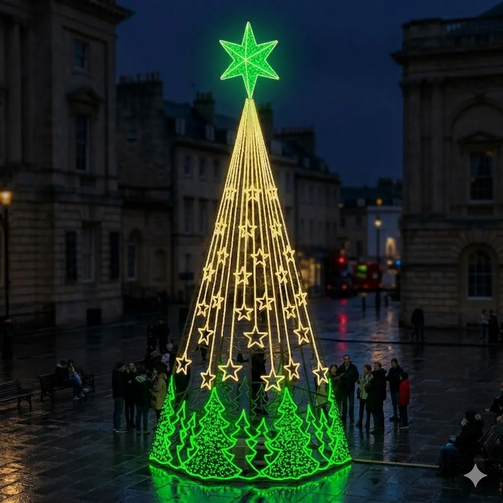 Árvore de Natal Luminosa Gigante LED Fabricada em Estrutura Metálica - Pinheiros