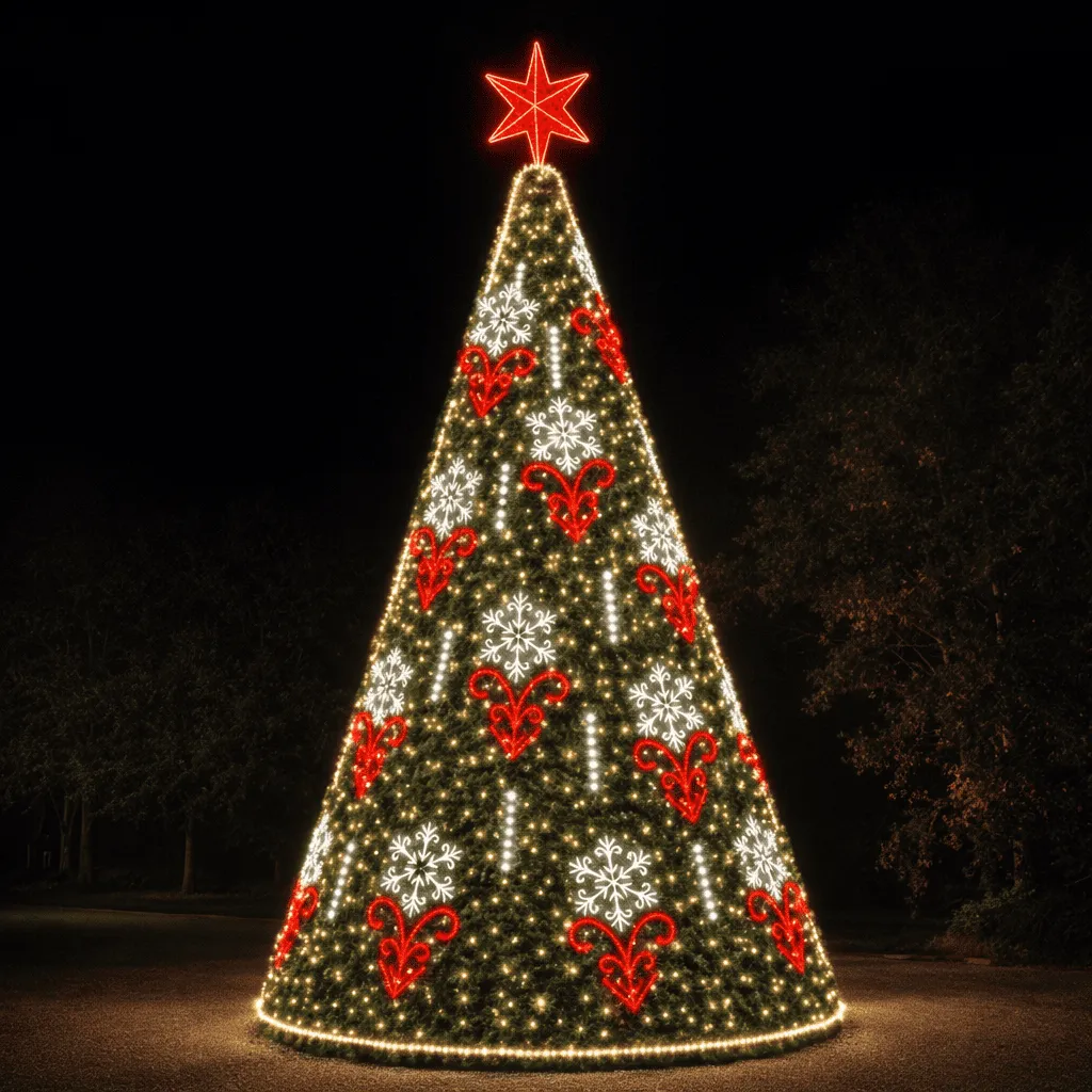 Árvore de Natal Luminosa Gigante LED Fabricada em Estrutura Metálica - Decorada Luxo