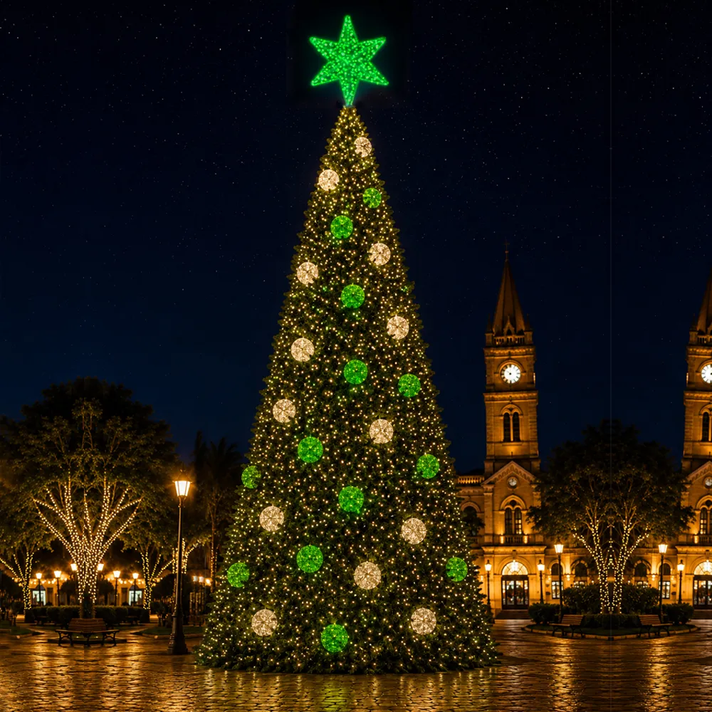 Árvore de Natal Luminosa Gigante LED Fabricada em Estrutura Metálica - Malaquita