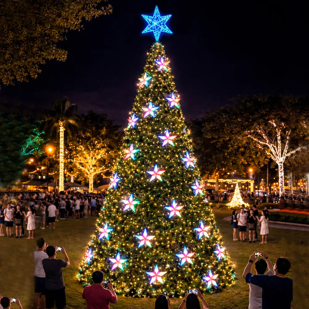 Árvore de Natal Luminosa Gigante LED Fabricada em Estrutura Metálica - Starplast