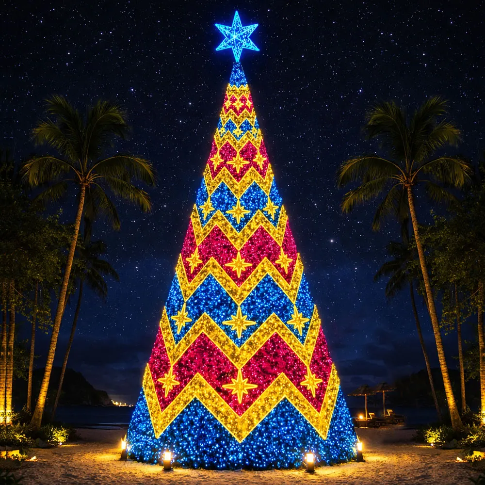 Árvore de Natal Luminosa Gigante LED Fabricada em Estrutura Metálica - Feiticeira