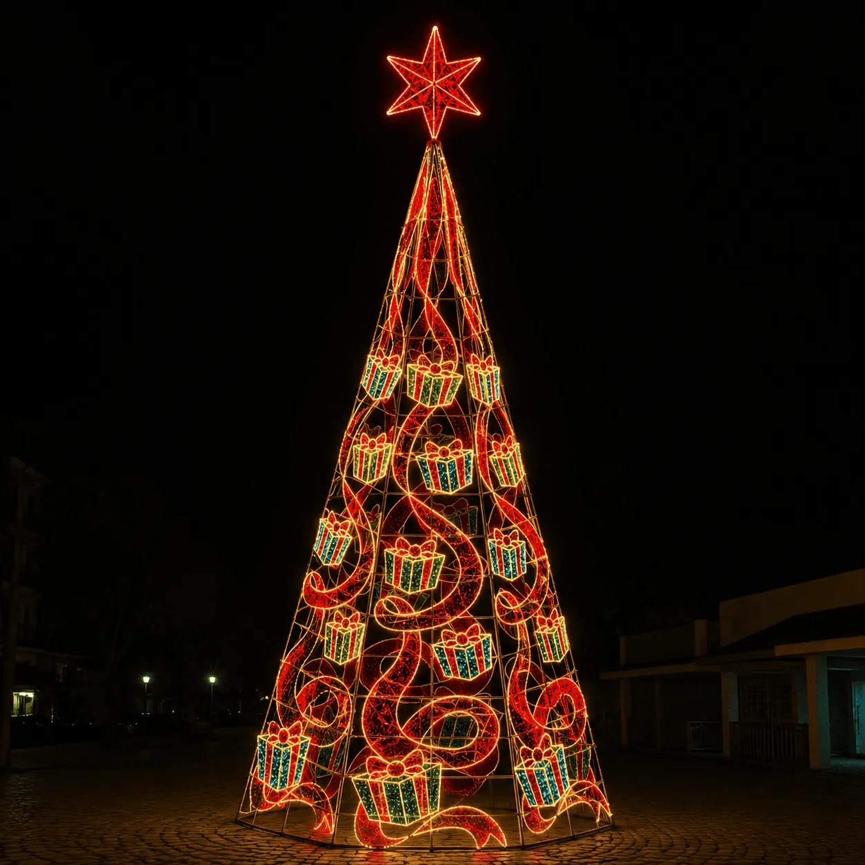 Árvore de Natal Luminosa Gigante LED Fabricada em Estrutura Metálica - Christmas Presents