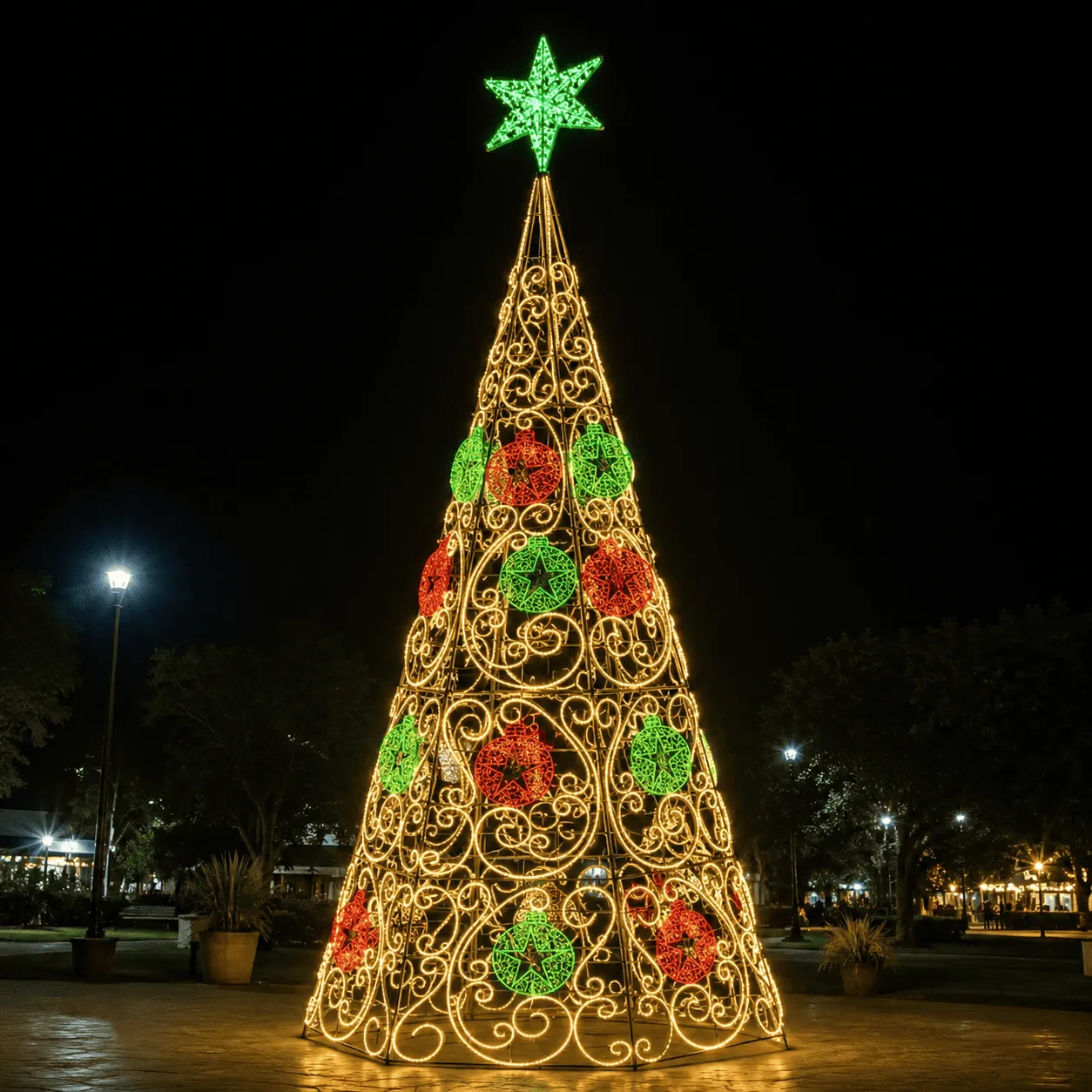 Árvore de Natal Luminosa Gigante LED Fabricada em Estrutura Metálica - Ball Star