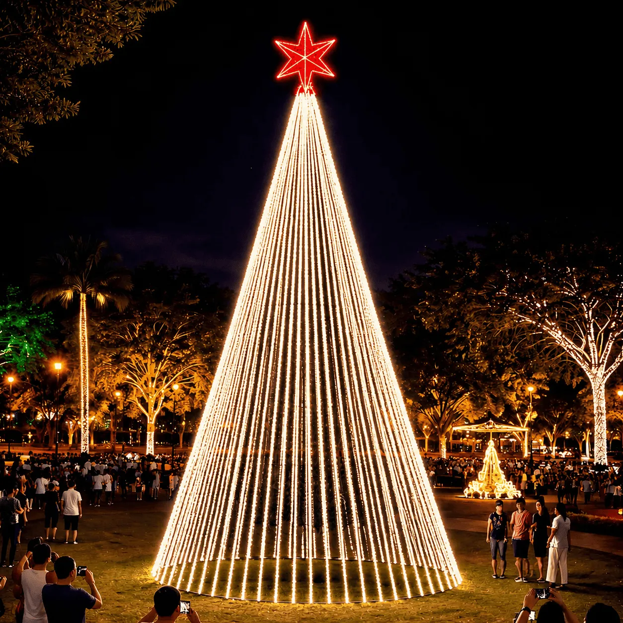Árvore de Natal Luminosa Gigante LED Fabricada em Estrutura Metálica - Linear