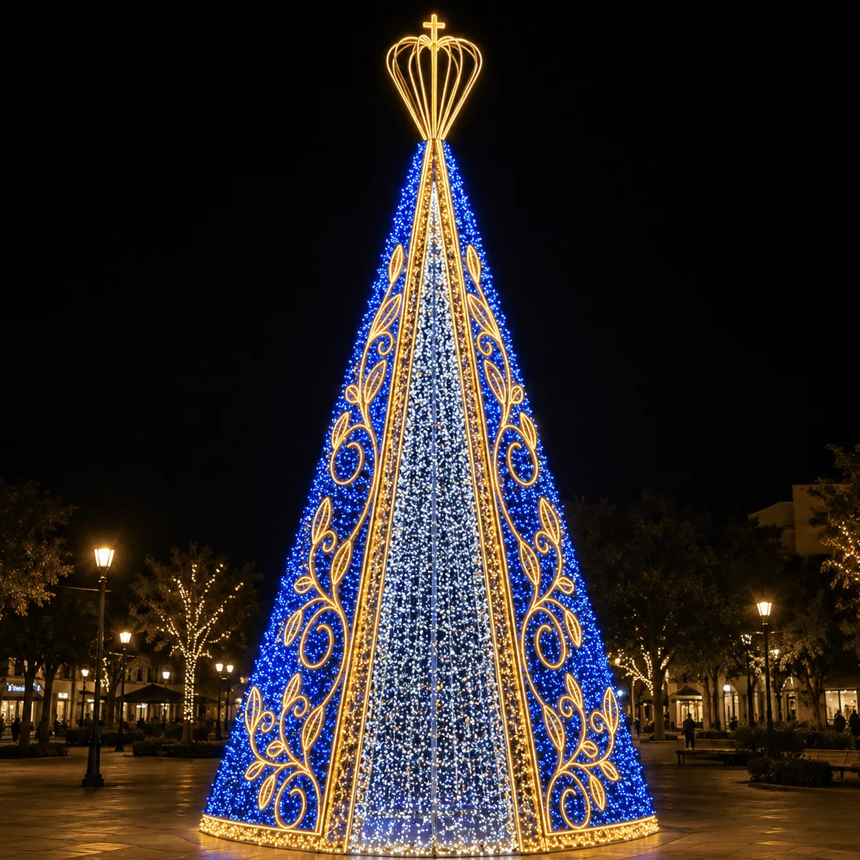 Árvore de Natal Luminosa Gigante LED Fabricada em Estrutura Metálica - Árvore de Natal Nossa Senhora