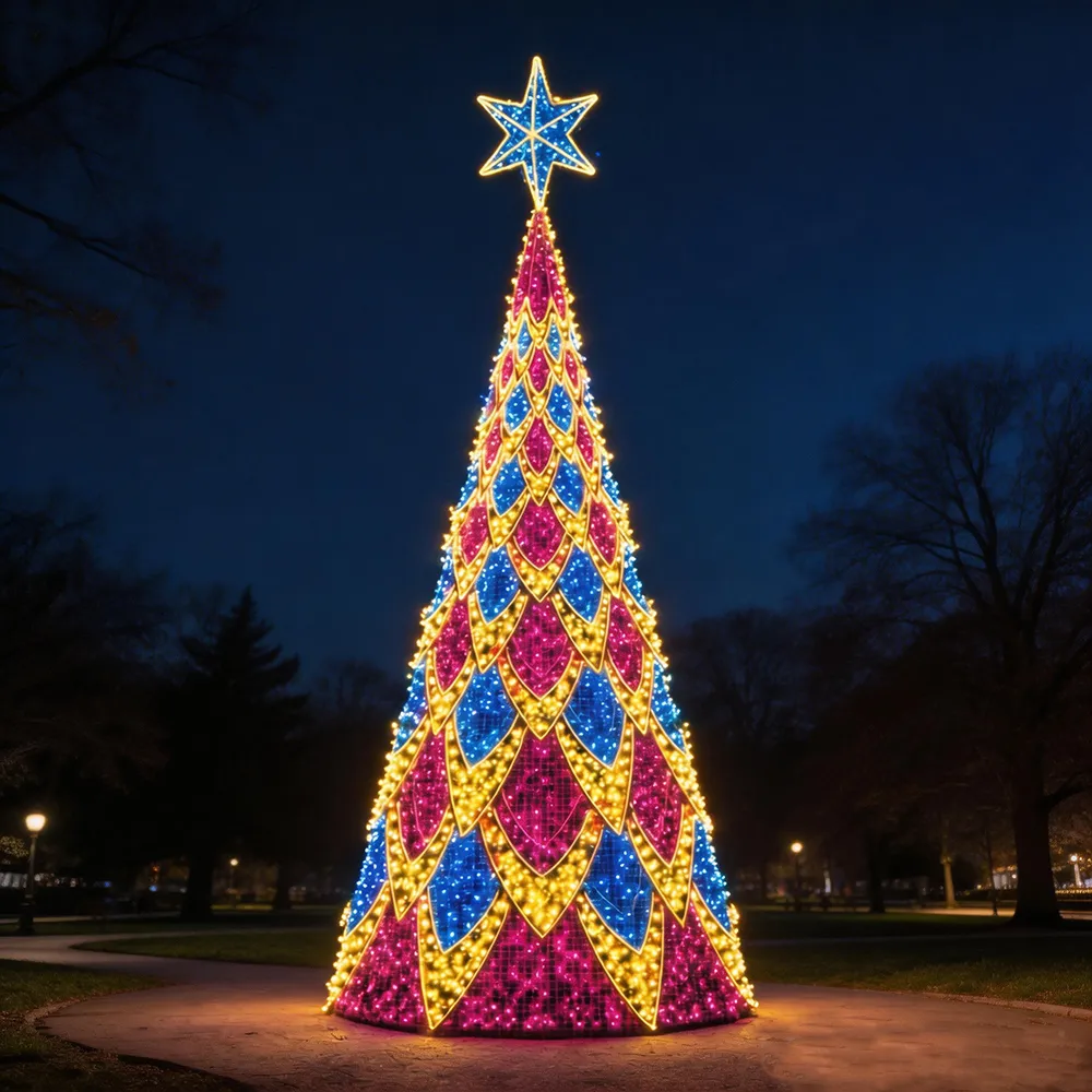 Árvore de Natal Luminosa Gigante LED Fabricada em Estrutura Metálica - Árvore de Natal Turmalina