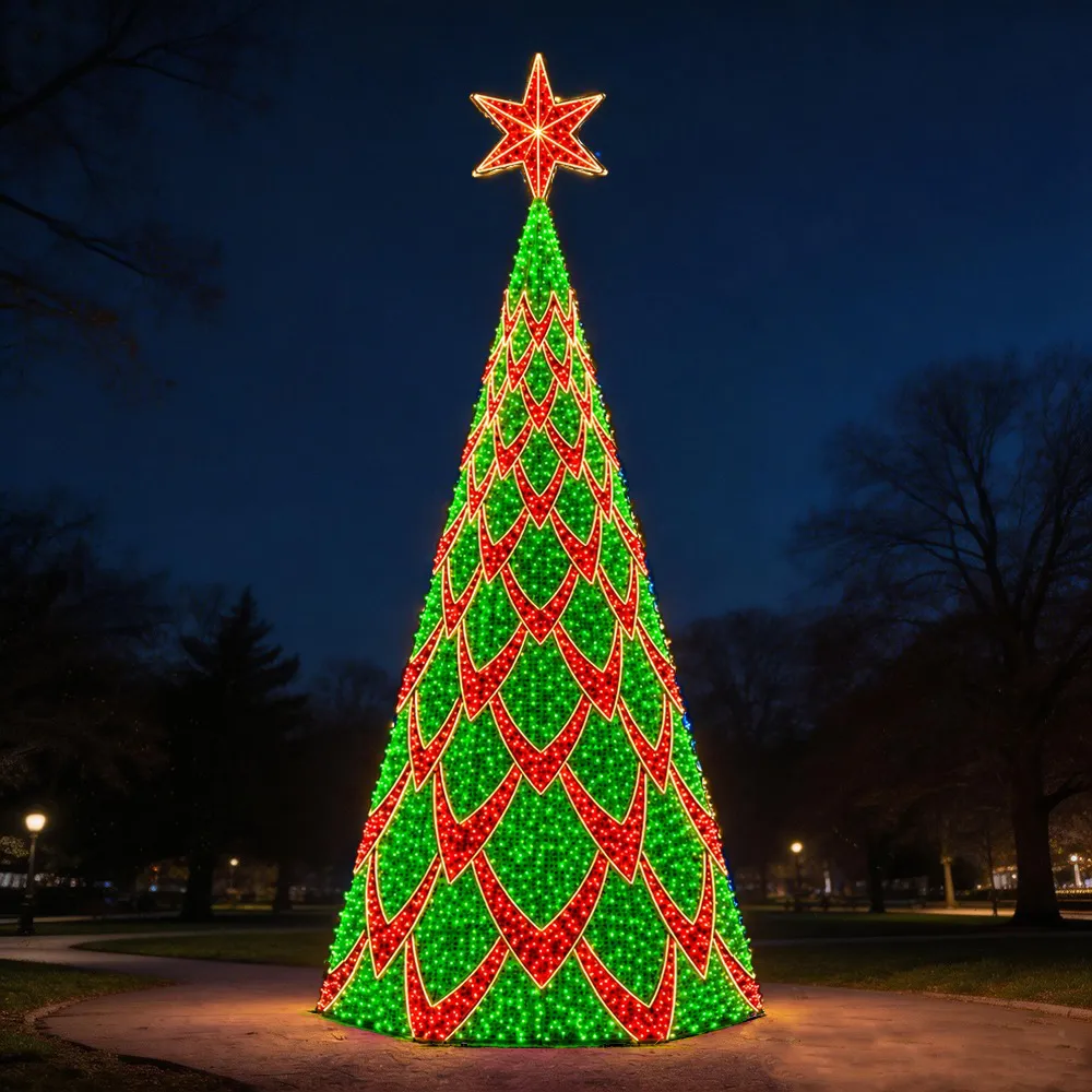 Árvore de Natal Luminosa Gigante LED Fabricada em Estrutura Metálica - Árvore de Natal Turmalina