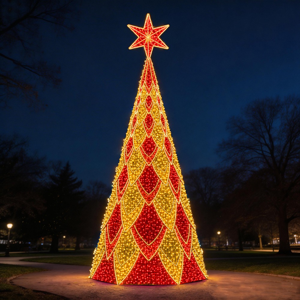 Árvore de Natal Luminosa Gigante LED Fabricada em Estrutura Metálica - Árvore de Natal Turmalina