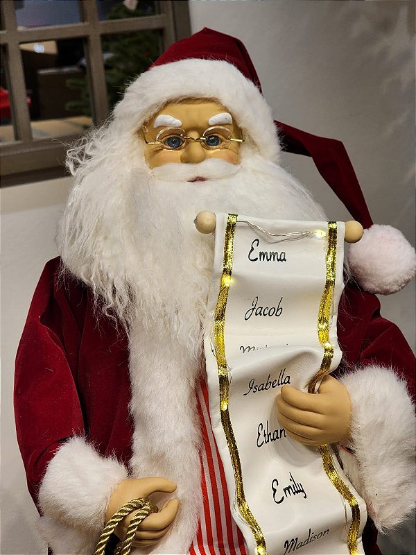 PAPAI NOEL COM LISTA DE NOMES COM MOVIMENTOS SOM E LUZ